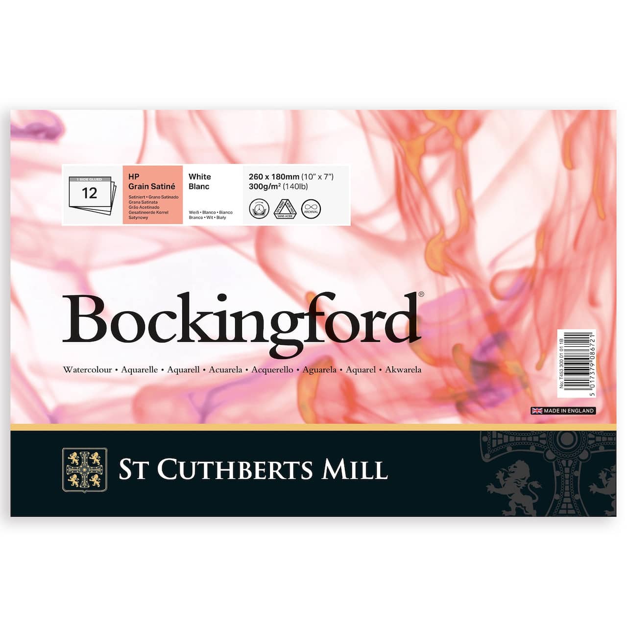 Bockingford® White Hot Pressed Glue Binding Watercolor Paper, 12 Sheets